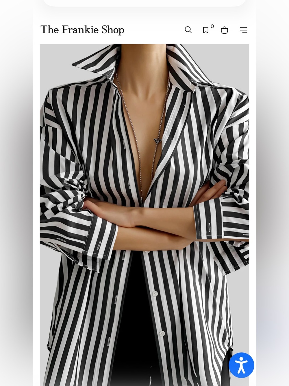 Frankie Shop - SYLVIA OXFORD SHIRT - BLACK/WHITE STRIPE Small - Picture 9 of 12